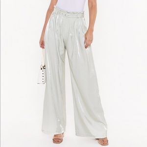 SOLD ✨Nasty Gal Wide-Leg, Belted Shimmer Pants✨
